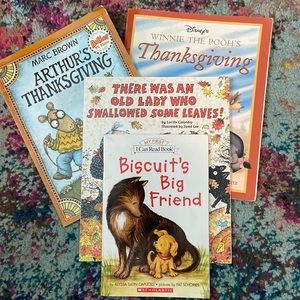 Fall Autumn Thanksgiving kids book set Arthur Winnie The Pooh Biscuit preschool